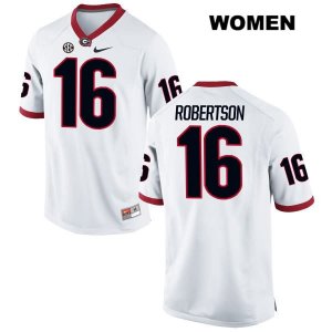 Women's Georgia Bulldogs NCAA #16 Demetris Robertson Nike Stitched White Authentic College Football Jersey AJQ7254MT